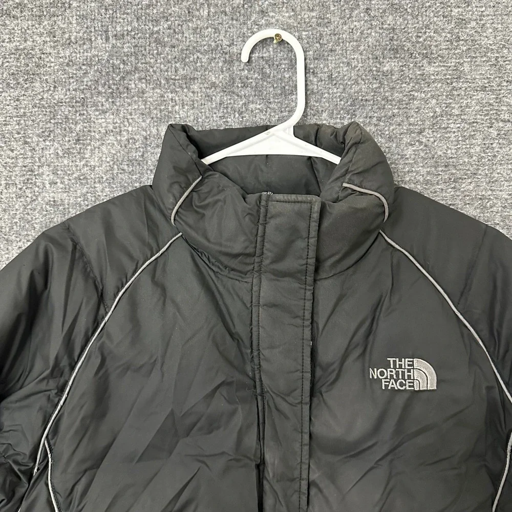 The North Face Puffer Jacket Womens Size M Black Goose Down Insulated Mock Neck